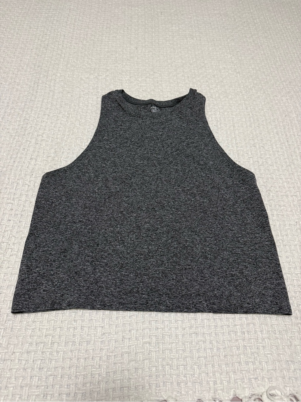 Peloton gray heather tank top, women’s M\L.  Twisted back. Excellent condition